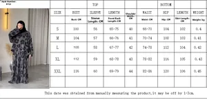 Size chart for 2-piece autumn set showing S to XXL dimensions for top and long skirt