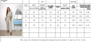 Size chart detail for women's high neck top and straight leg trousers set S to XL