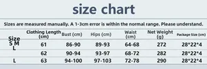 Size chart for rhinestone fishnet mini dress detailing measurements for S, M, and L sizes