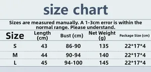 Size chart for metallic sequin halter top showing bust and length measurements in cm