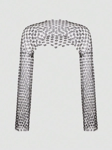 Sexy black floral lace shrug with long sleeves for rave and festival party outfits