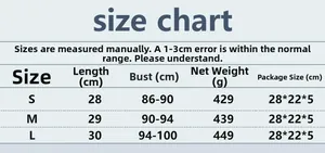 Detailed size chart for sexy rhinestone fishnet top featuring S, M, and L measurements