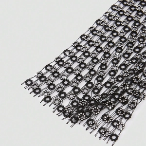 Sparkling rhinestone mesh long sleeve top for festivals and parties in black fishnet