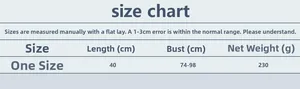 Detailed size chart for metallic diamond chain camisole with measurements in cm