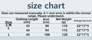 Detailed size chart for rhinestone fishnet top showing length and bust measurements