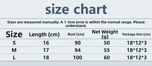 Size chart for rhinestone fishnet halter top showing S, M, L dimensions and measurements