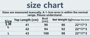 Detailed size chart for sexy rhinestone halter top showing bust and length in cm