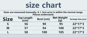 Detailed size chart for rhinestone sequin halter top including S, M, and L measurements