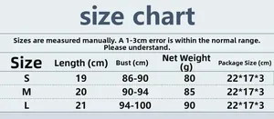 Size chart for rhinestone fishnet crop top showing length and bust measurements for S-L
