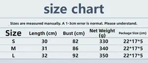 Size chart for rhinestone crop top showing length and bust measurements for S, M, L