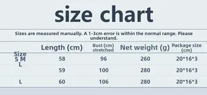 Size chart for rhinestone fishnet top with measurements for length and bust stretch