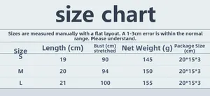 Detailed size chart for sexy rhinestone crop top showing S, M, L measurements in cm