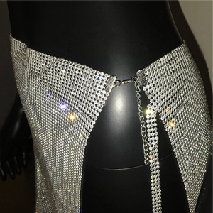 Detail des silbernen Strass-Netzrocks mit verstellbarem Karabinerverschluss hinten