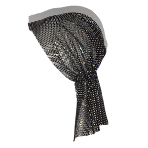 Sparkling crystal mesh headpiece for women featuring shimmering rhinestones on black netting