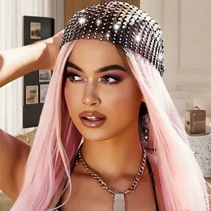 Trendy Elastic Rhinestone Mesh Headpiece Sparkling Mesh Bandana For Women Party Festival Club Disco Headwear Hair Accessory