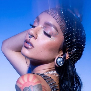 Elastic rhinestone fishnet headwear and crystal hairband for women in dark blue lighting