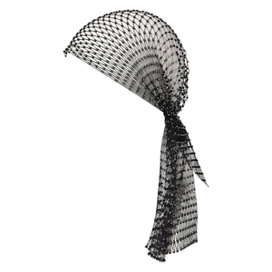Elastic black rhinestone fishnet headband for women featuring crystal mesh hair accessory