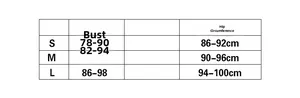 Detailed size chart for sequin party dress showing bust and hips in S, M, L sizes