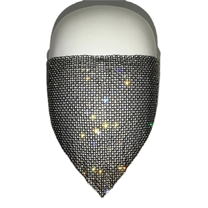 Sparkling rhinestone mesh face mask for women in a stylish triangle fringe design