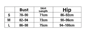 Guide des tailles pour robe strass avec mesures buste, longueur et hanches en cm S-L