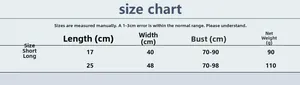 Detailed size chart for metallic sequin halter top with measurements in centimeters