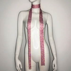 Sparkling pink rhinestone choker scarf for party wear shown on a white mannequin