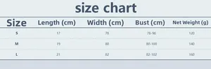 Size chart for metallic sequin top showing bust and length in S, M, L dimensions