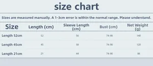 Detailed size chart for rhinestone fishnet long sleeve tops with length and bust measurements