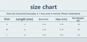Size chart for sexy mini dress with length and bust measurements in centimeters