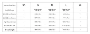 Size chart detail for fishnet rhinestone top including measurements in cm and inches