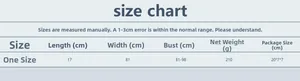 Detailed size chart for rhinestone crop top showing length, width, and bust measurements