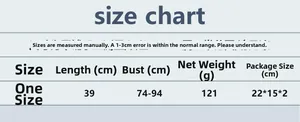 Detailed size chart for sexy rhinestone mesh camisole showing measurements in centimeters