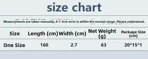 Detaillierte Größentabelle für Strassschal mit 160 cm Länge und 2,7 cm Breite Maßen