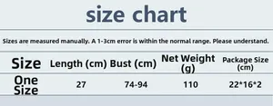 Size chart for rhinestone fishnet crop top showing bust 74-94cm and 27cm length measurements