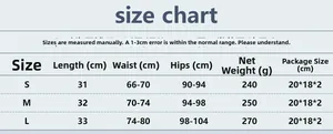 Detailed size chart for women's sequin mini skirt with length waist and hip measurements
