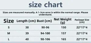 Size chart for rhinestone halter top showing measurements for S, M and L sizes