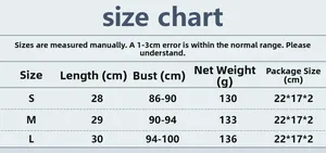 Detailed size chart for rhinestone fishnet camisole showing length and bust measurements