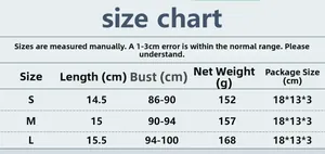 Detailed size chart for the rhinestone bow crop top showing S, M, and L measurements
