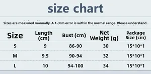 Size chart for rhinestone fishnet bikini top with measurements for S M L sizes