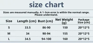 Size chart for rhinestone metal crop top including chest and length measurements for S, M, L