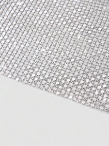 Sparkling silver rhinestone mesh fabric for sexy sequined crop tops and DIY fashion