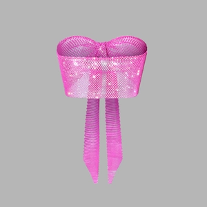 Hot pink rhinestone bow bandeau top with sparkling tassels for women party wear