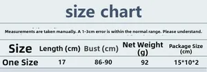 Size chart for sequin halter top with measurements for length, bust, and net weight