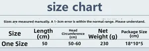 Size chart for rhinestone fishnet turban hat with 50-60cm head circumference details