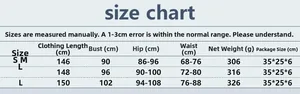Detailed size chart for bodycon halter dress with length, bust, waist, and weight specs