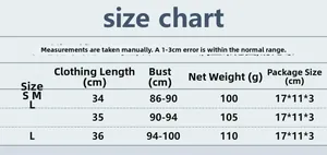 Detailed size chart for sequin tank top with length, chest, and weight measurements