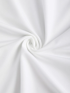 Detailed close-up of white knitted fabric texture showing premium soft polyester fibers