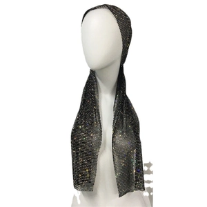 Foulard en maille avec strass brillants pour festivals de musique et fêtes, style queue longue