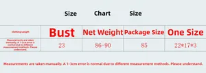 Size chart for rhinestones fishnet crop top with length and bust measurements in cm