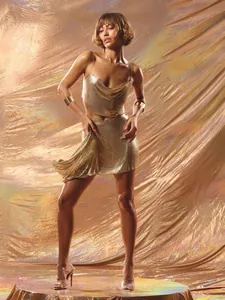 Sexy golden metallic mesh two-piece set featuring crop top and mini skirt for party